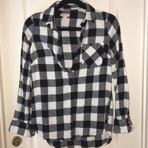plaid half button flannel